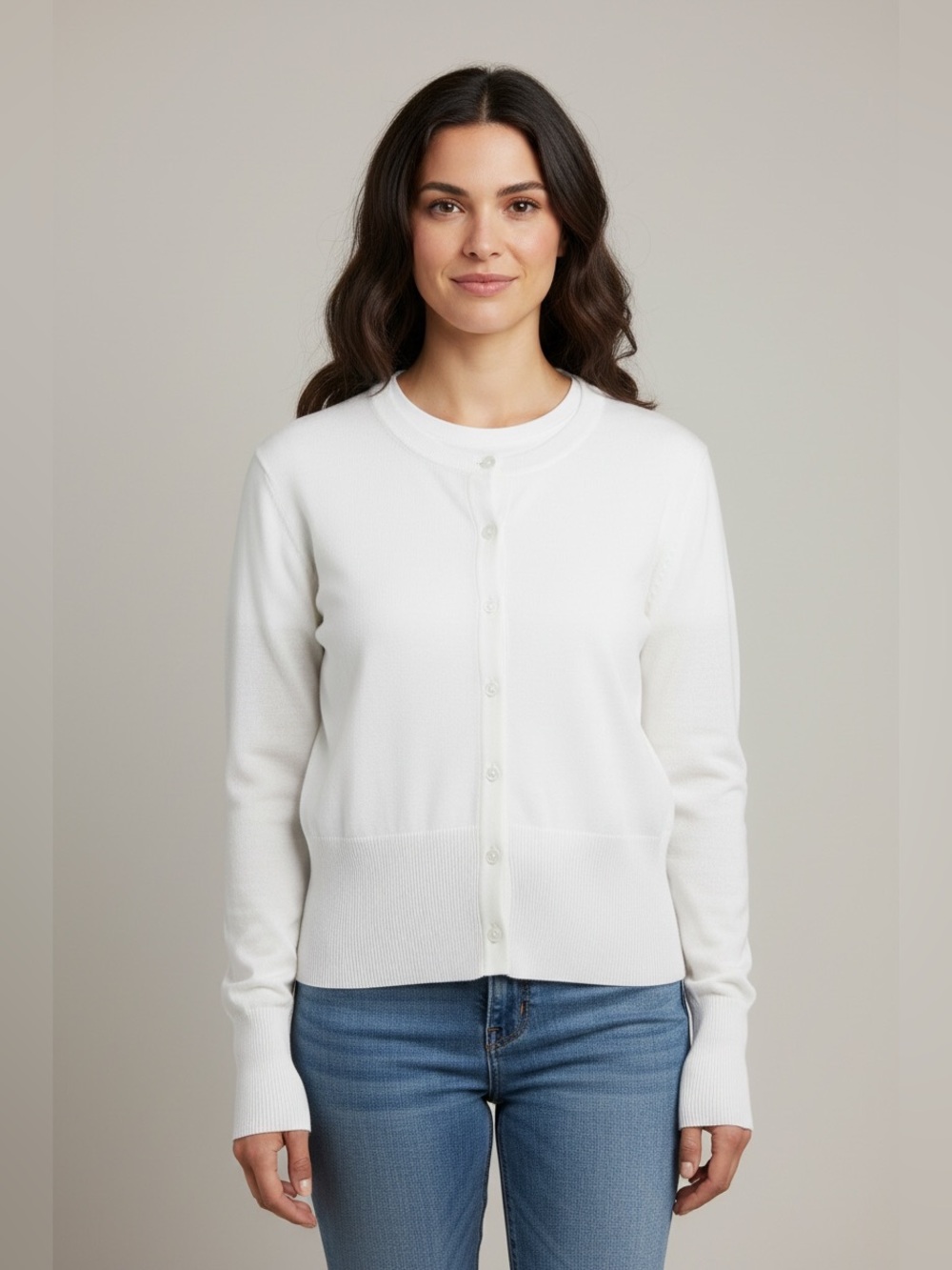 Calvin Klein Women’s Button Up Ivory Cardigan Size Large NWT